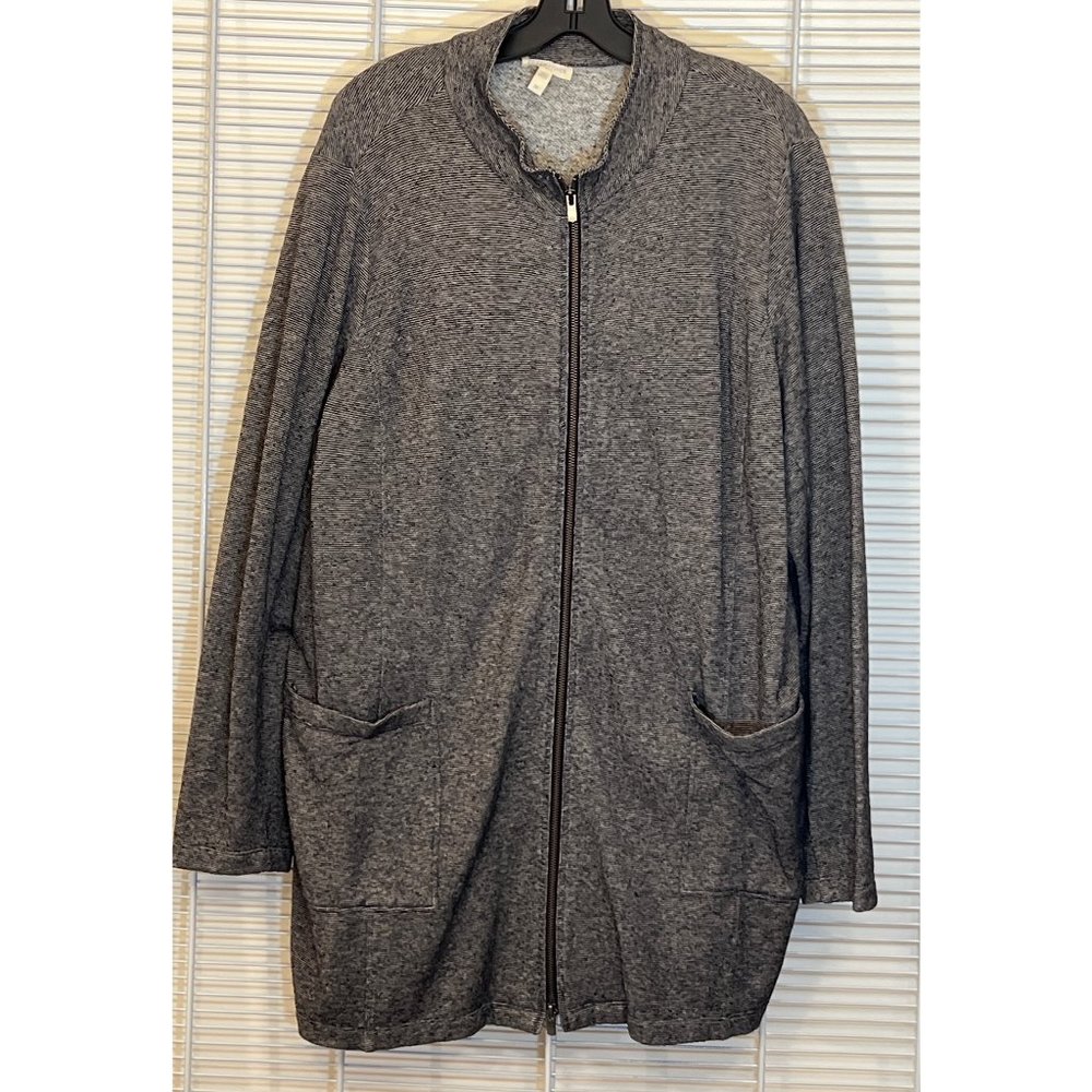 Eileen Fisher, Kimono Organic Cotton Cardigan, in Charcoal Jacquard 2X, Like New